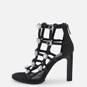 NEW Karl Lagerfeld Paris Beatriz Faux Crystals Heel Sandals Size 7